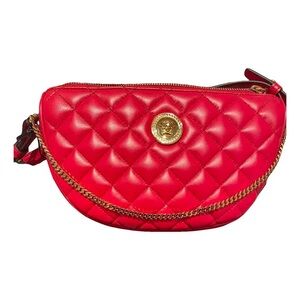 Versace Quilted Medusa Half Moon Crossbody Leather Bag